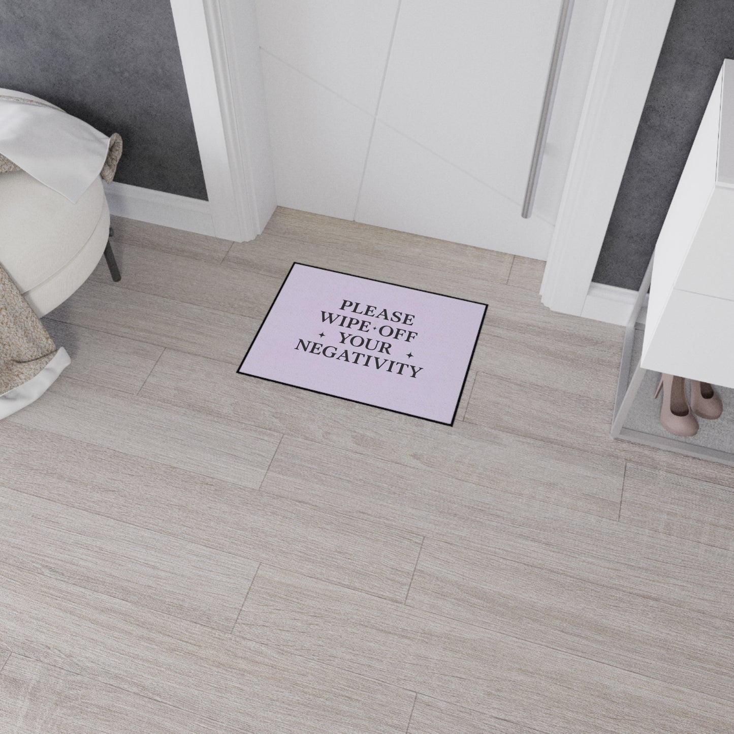 Motivational Floor Mat - "Please Wipe Off Your Negativity" - Anti-Slip Entryway Rug, Home Decor, Gift for Friends, Housewarming