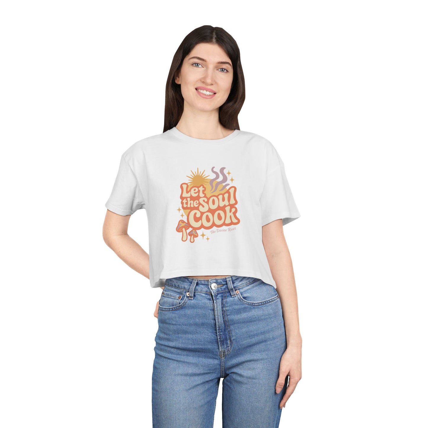 Soulful Cooking Women's Crop Tee, Inspirational Cooking Shirt, Stylish Foodie Top, Gift for Home Chefs, Summer Fashion T-Shirt