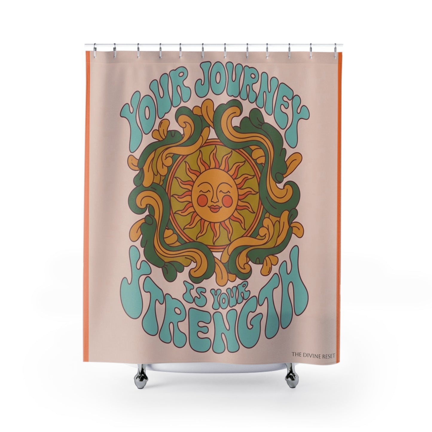 Bohemian Sun-Inspired Shower Curtain | Your Journey is Your Strength, Bathroom Decor, Spiritual Gift, Home Makeover, Unique Gift Idea
