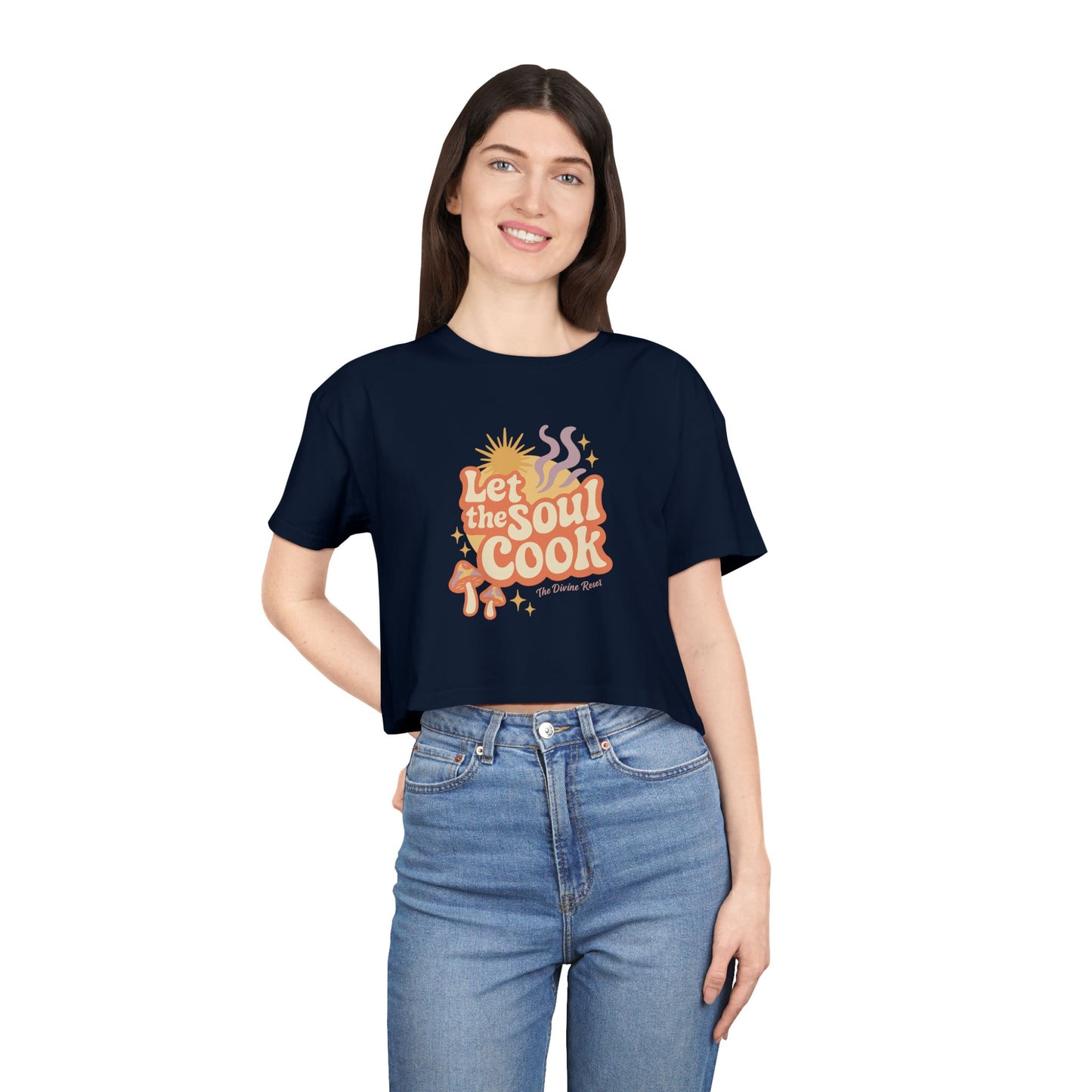 Soulful Cooking Women's Crop Tee, Inspirational Cooking Shirt, Stylish Foodie Top, Gift for Home Chefs, Summer Fashion T-Shirt