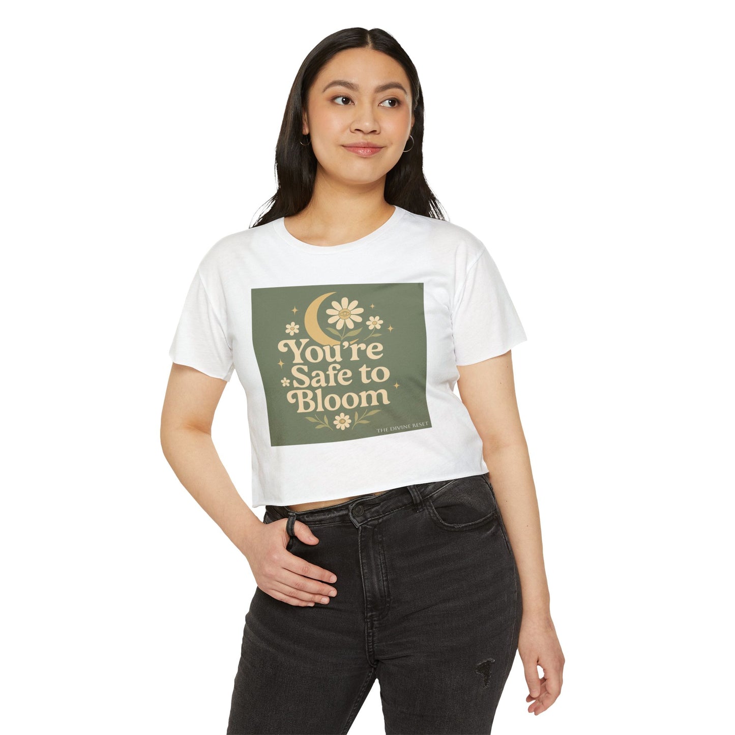 Safe to Bloom Women's Festival Crop Top, Boho Crop Tee, Summer Top, Festival Wear, Inspirational Shirt, Gift for Her