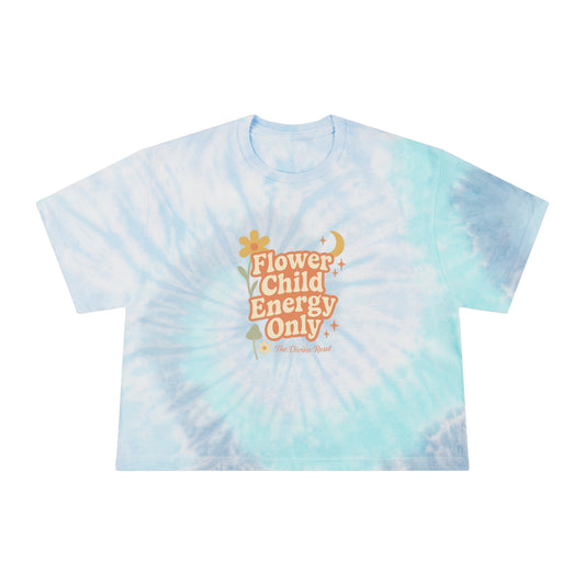 Flower Child Energy Only, Boho Chic Top, Summer Outfit, Festival Wear, Gift for Her, Casual Style- Women's Tie-Dye Crop Tee