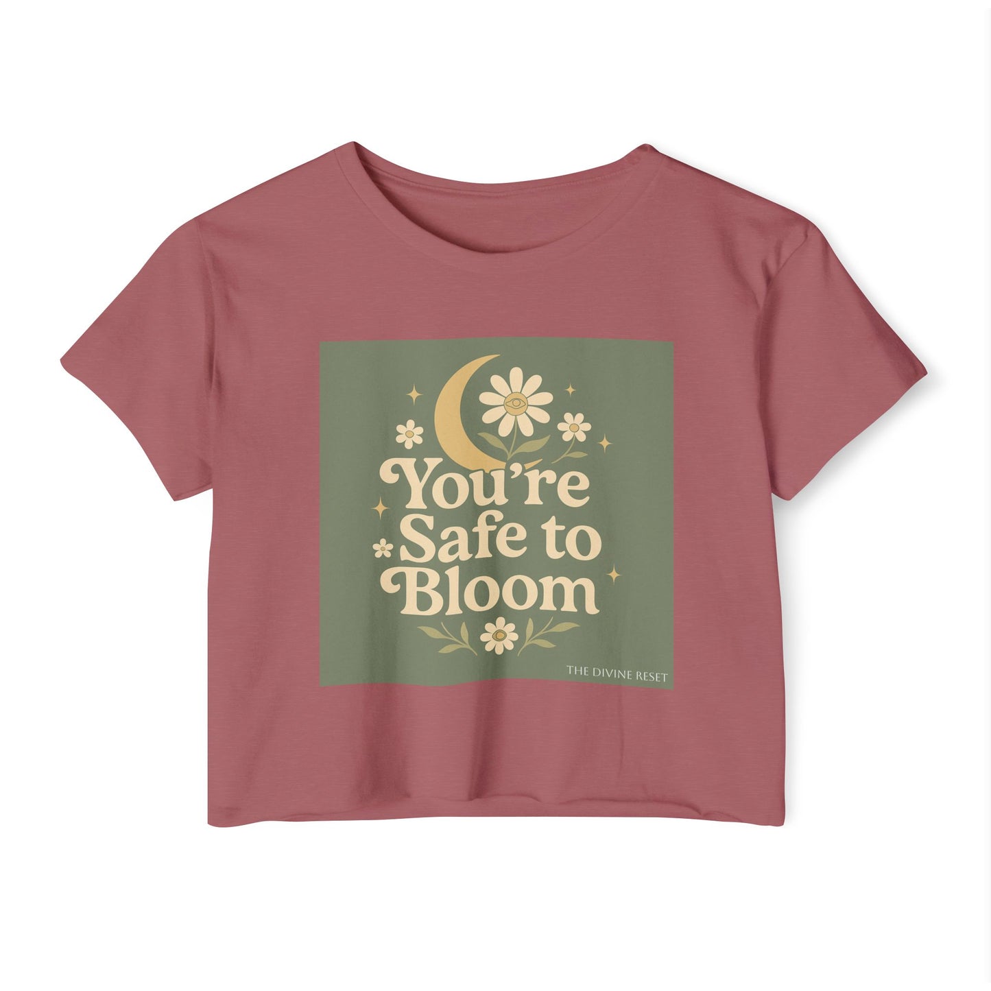 Safe to Bloom Women's Festival Crop Top, Boho Crop Tee, Summer Top, Festival Wear, Inspirational Shirt, Gift for Her