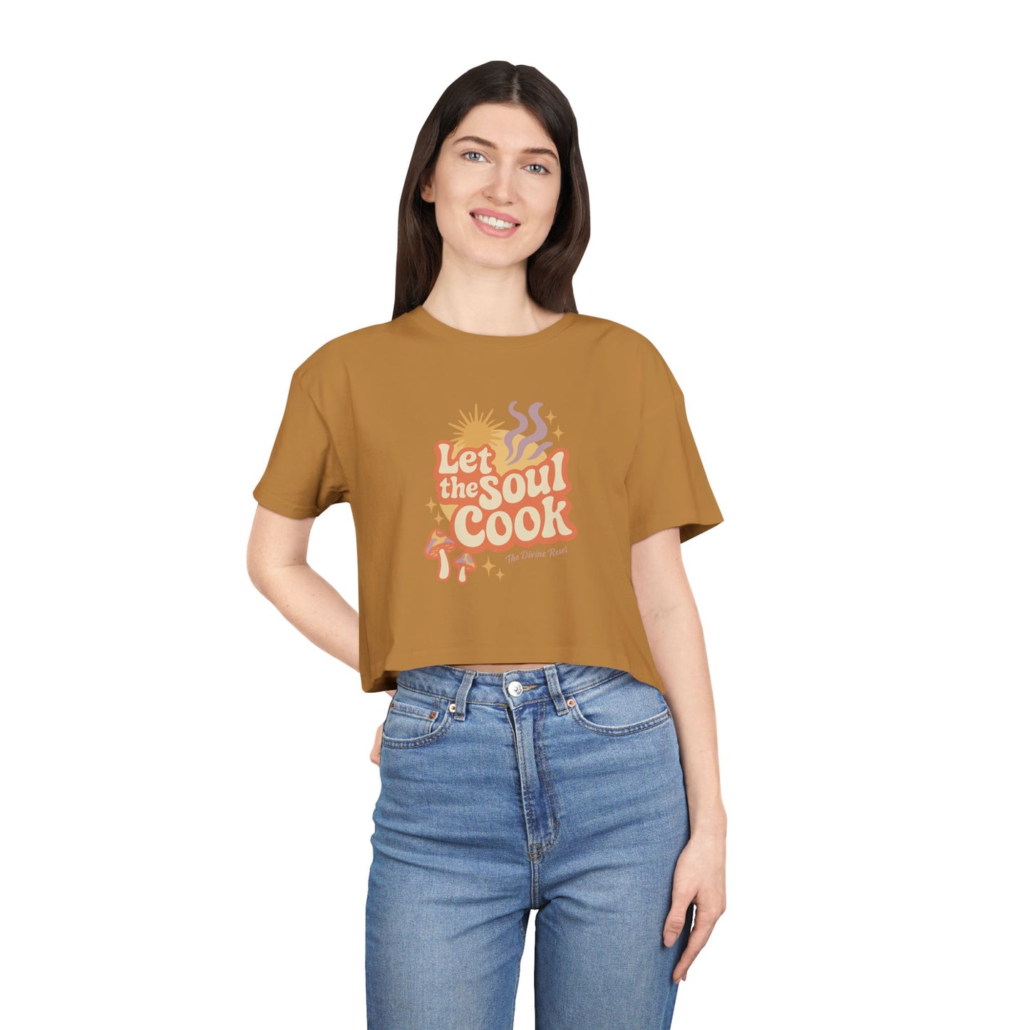 Soulful Cooking Women's Crop Tee, Inspirational Cooking Shirt, Stylish Foodie Top, Gift for Home Chefs, Summer Fashion T-Shirt
