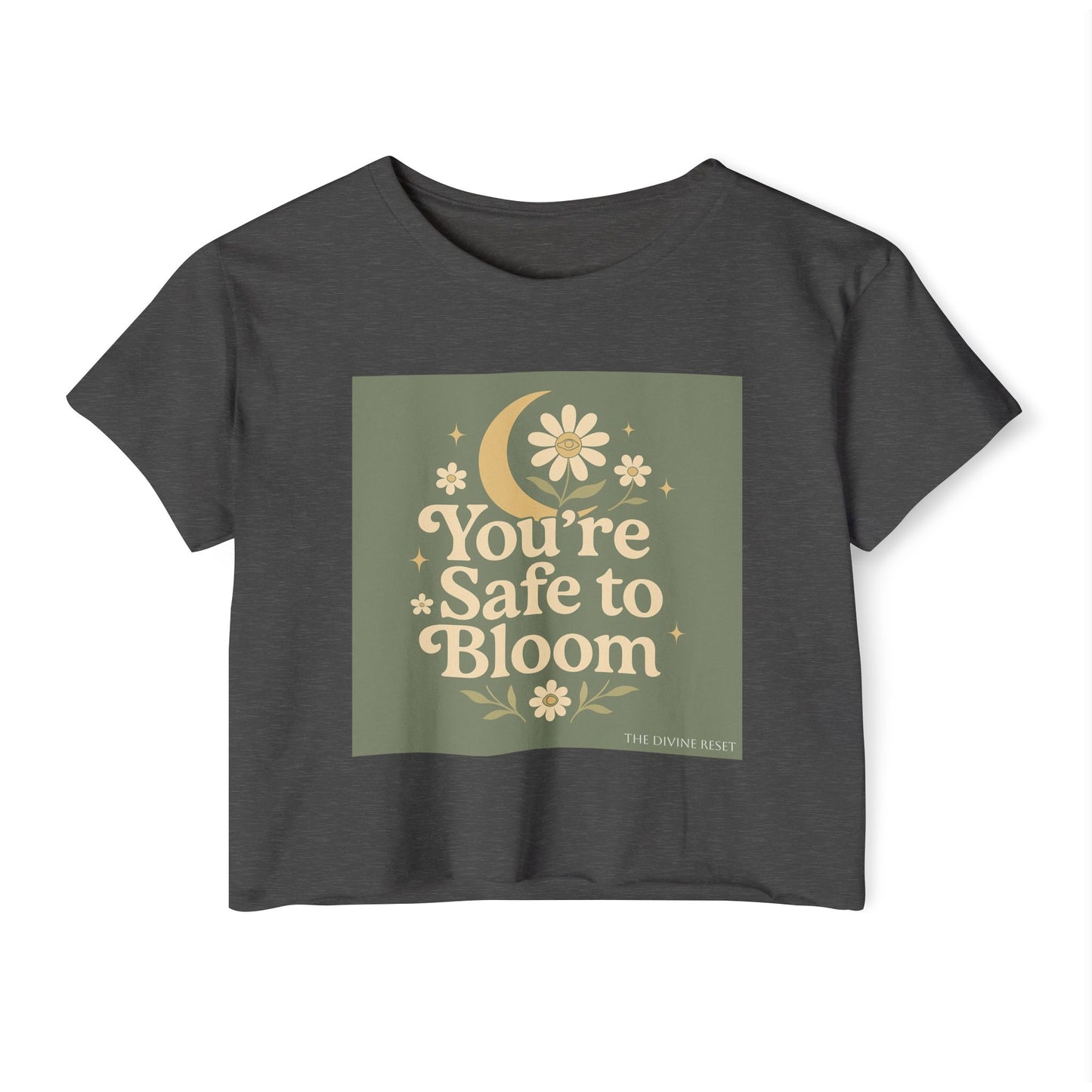 Safe to Bloom Women's Festival Crop Top, Boho Crop Tee, Summer Top, Festival Wear, Inspirational Shirt, Gift for Her