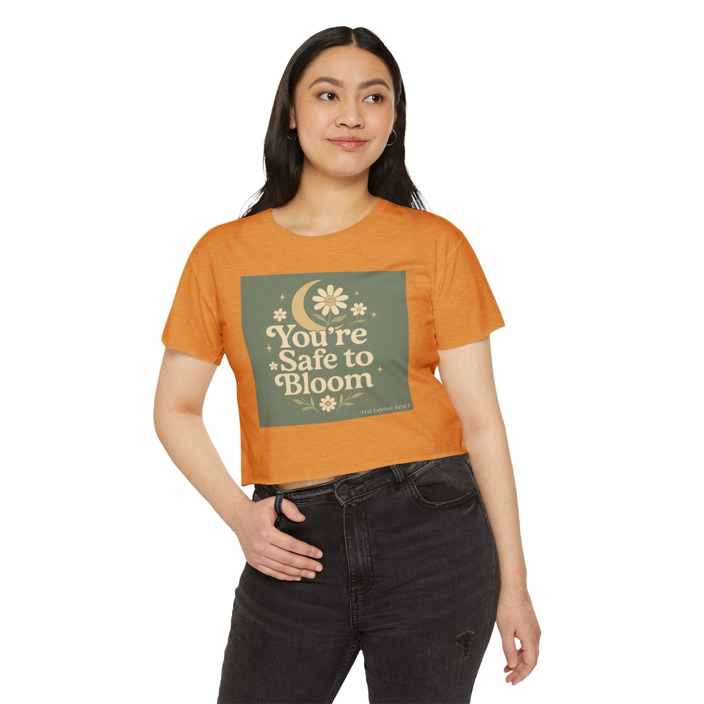 Safe to Bloom Women's Festival Crop Top, Boho Crop Tee, Summer Top, Festival Wear, Inspirational Shirt, Gift for Her
