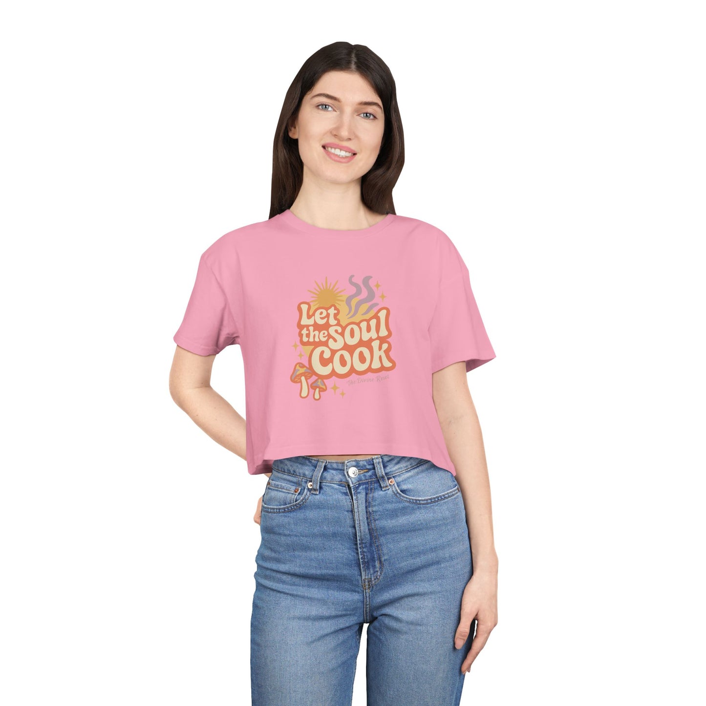 Soulful Cooking Women's Crop Tee, Inspirational Cooking Shirt, Stylish Foodie Top, Gift for Home Chefs, Summer Fashion T-Shirt