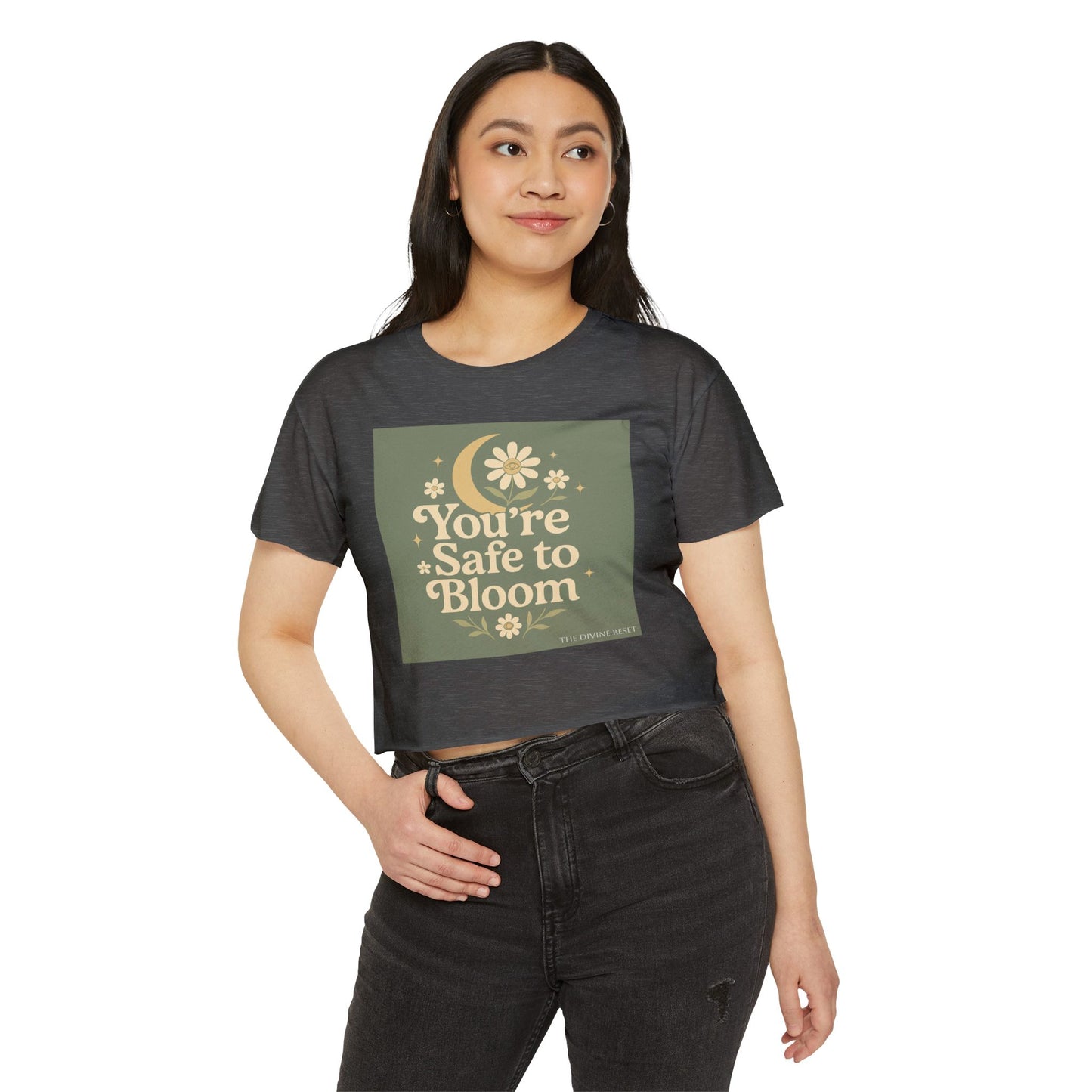 Safe to Bloom Women's Festival Crop Top, Boho Crop Tee, Summer Top, Festival Wear, Inspirational Shirt, Gift for Her