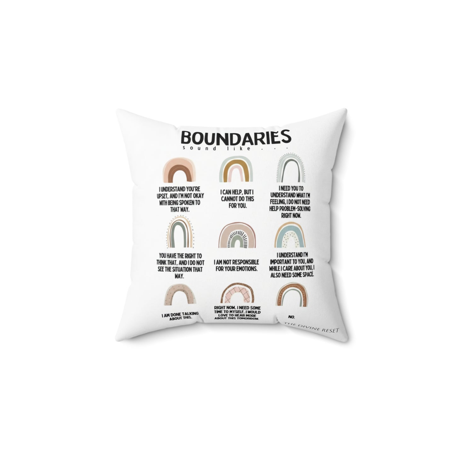 Boundaries Affirmation Pillow, Home Decor, Self-Care Gift, Wellness Soothing Accessory, Cozy Living Room Accent