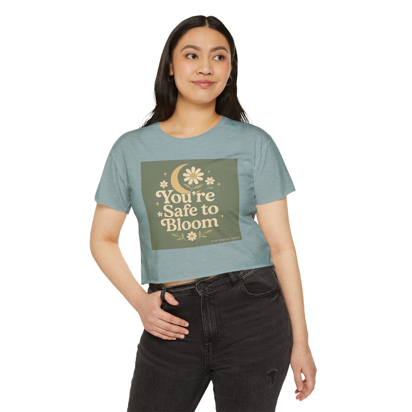 Safe to Bloom Women's Festival Crop Top, Boho Crop Tee, Summer Top, Festival Wear, Inspirational Shirt, Gift for Her
