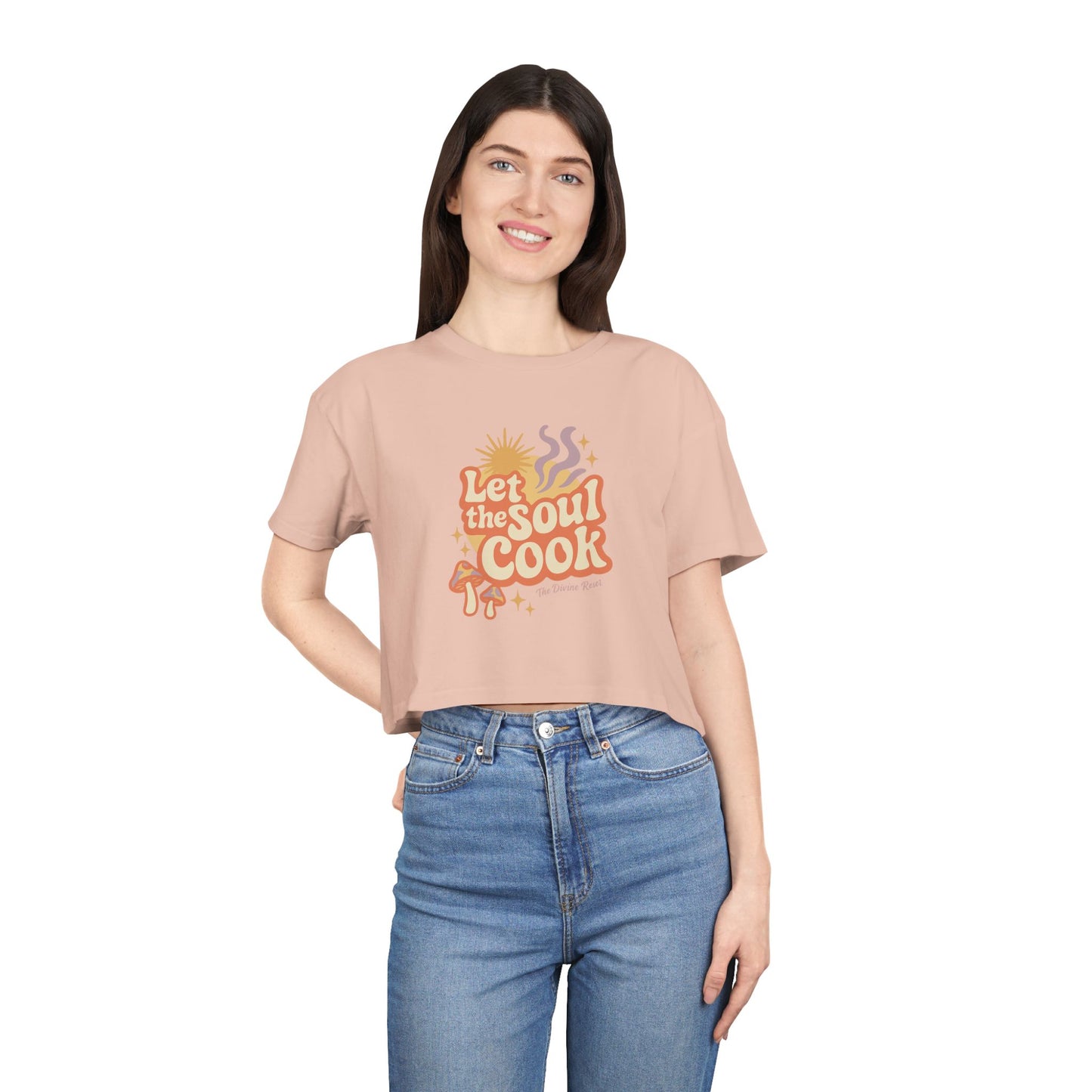 Soulful Cooking Women's Crop Tee, Inspirational Cooking Shirt, Stylish Foodie Top, Gift for Home Chefs, Summer Fashion T-Shirt