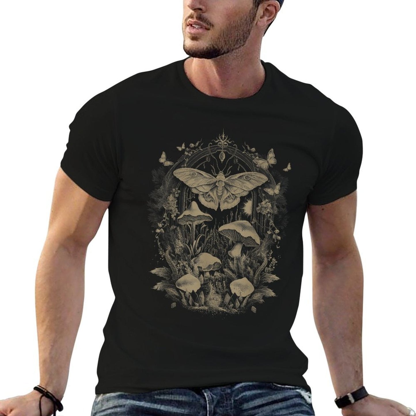 Butterfly Grunge Fairycore Therian Clothing Cute Moth Aesthetic Floral for Women & Girls, Unisex-Adults & Kids, Brown, S  Soft T-Shirt