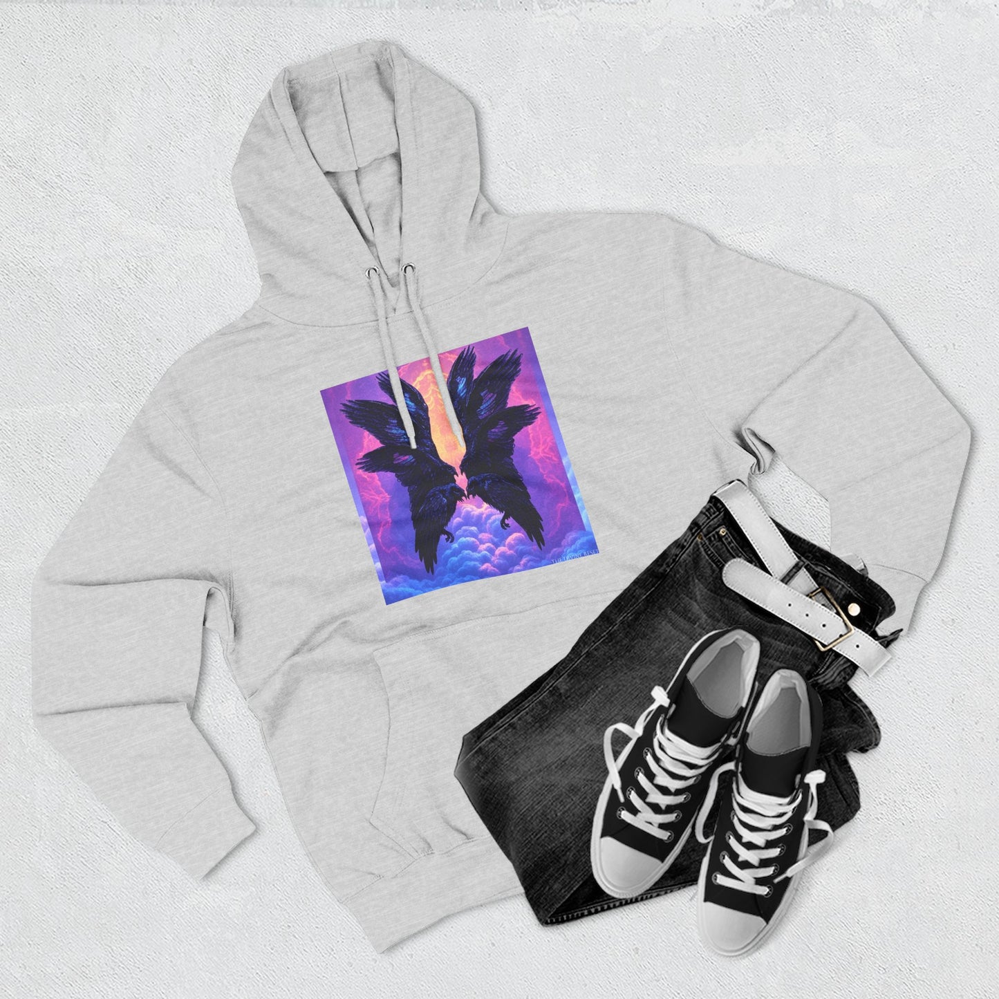 Ravens Ravens Ravens-Panel Fleece Hoodie, Cozy Hooded Sweatshirt, Unique Graphic Sweatshirt, Gift for Art Lovers, Casual Wear