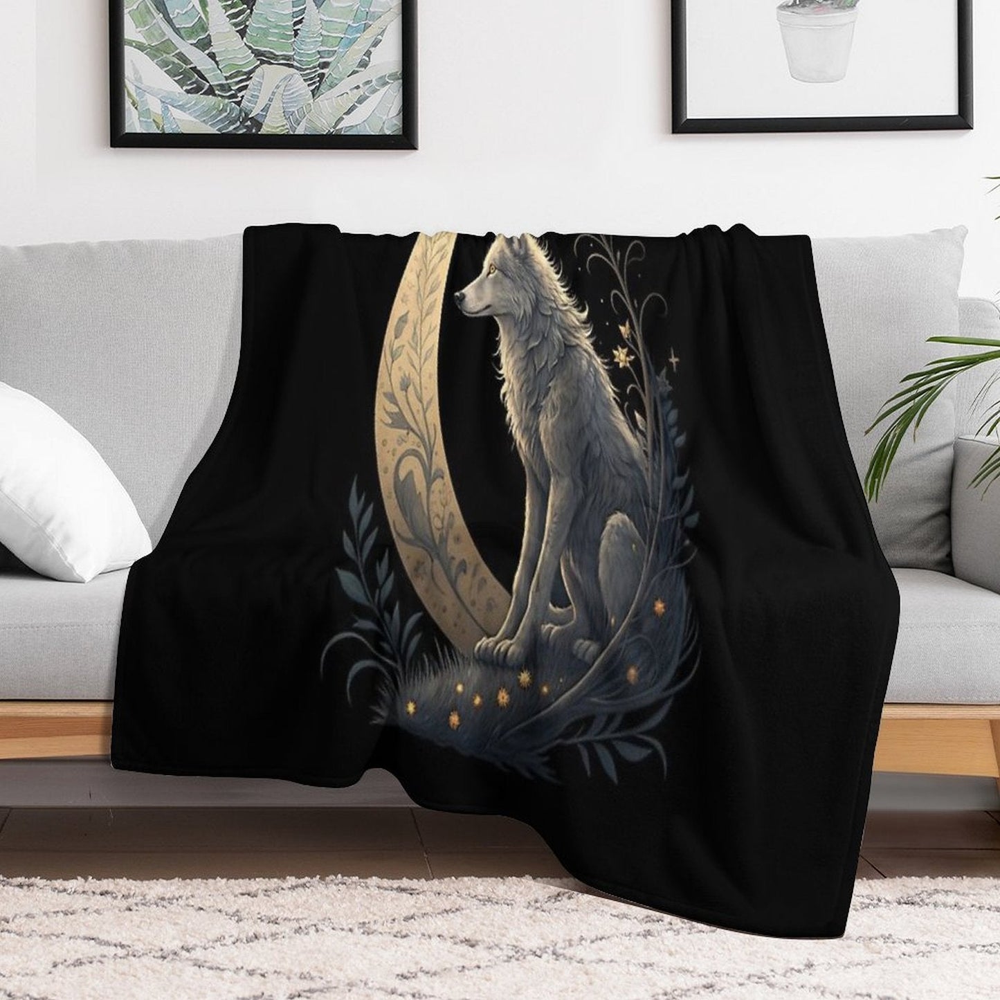 Moonlight Wolf Throw Blanket