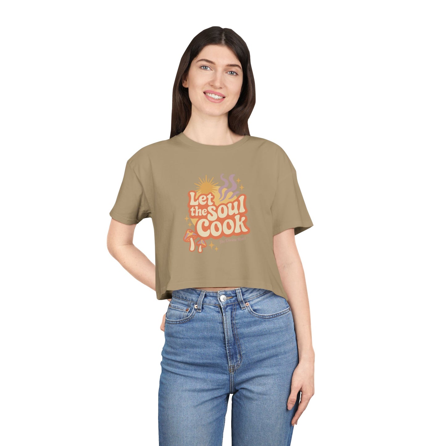 Soulful Cooking Women's Crop Tee, Inspirational Cooking Shirt, Stylish Foodie Top, Gift for Home Chefs, Summer Fashion T-Shirt