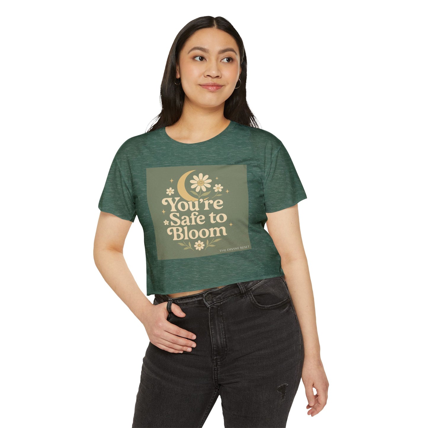Safe to Bloom Women's Festival Crop Top, Boho Crop Tee, Summer Top, Festival Wear, Inspirational Shirt, Gift for Her