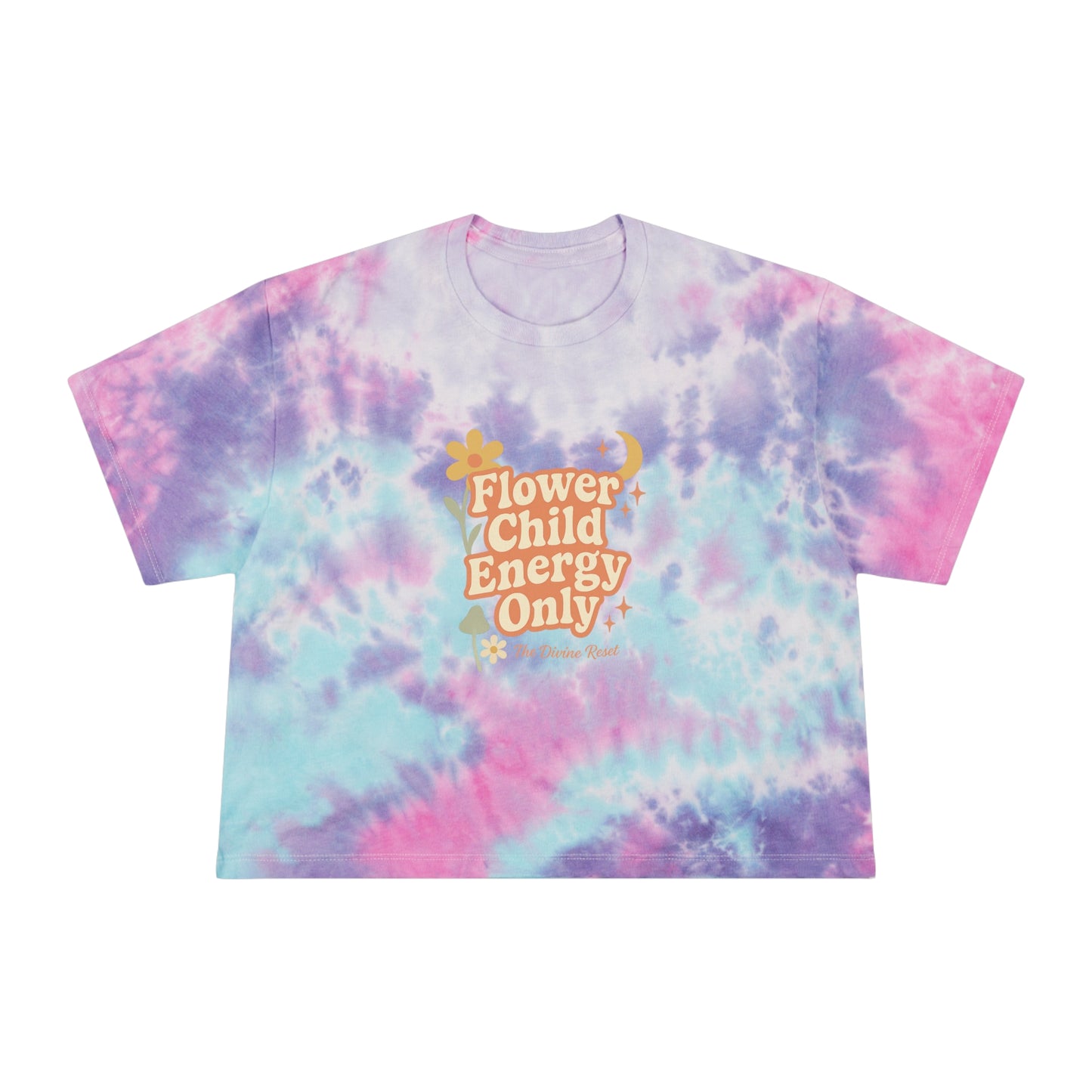 Flower Child Energy Only, Boho Chic Top, Summer Outfit, Festival Wear, Gift for Her, Casual Style- Women's Tie-Dye Crop Tee
