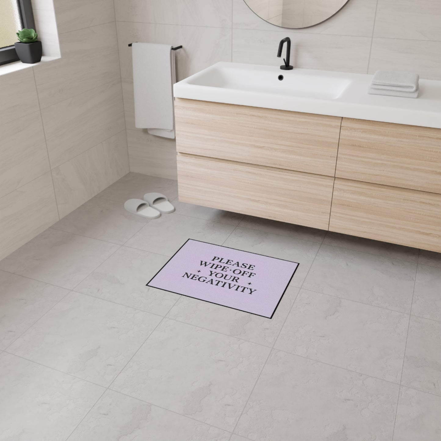 Motivational Floor Mat - "Please Wipe Off Your Negativity" - Anti-Slip Entryway Rug, Home Decor, Gift for Friends, Housewarming