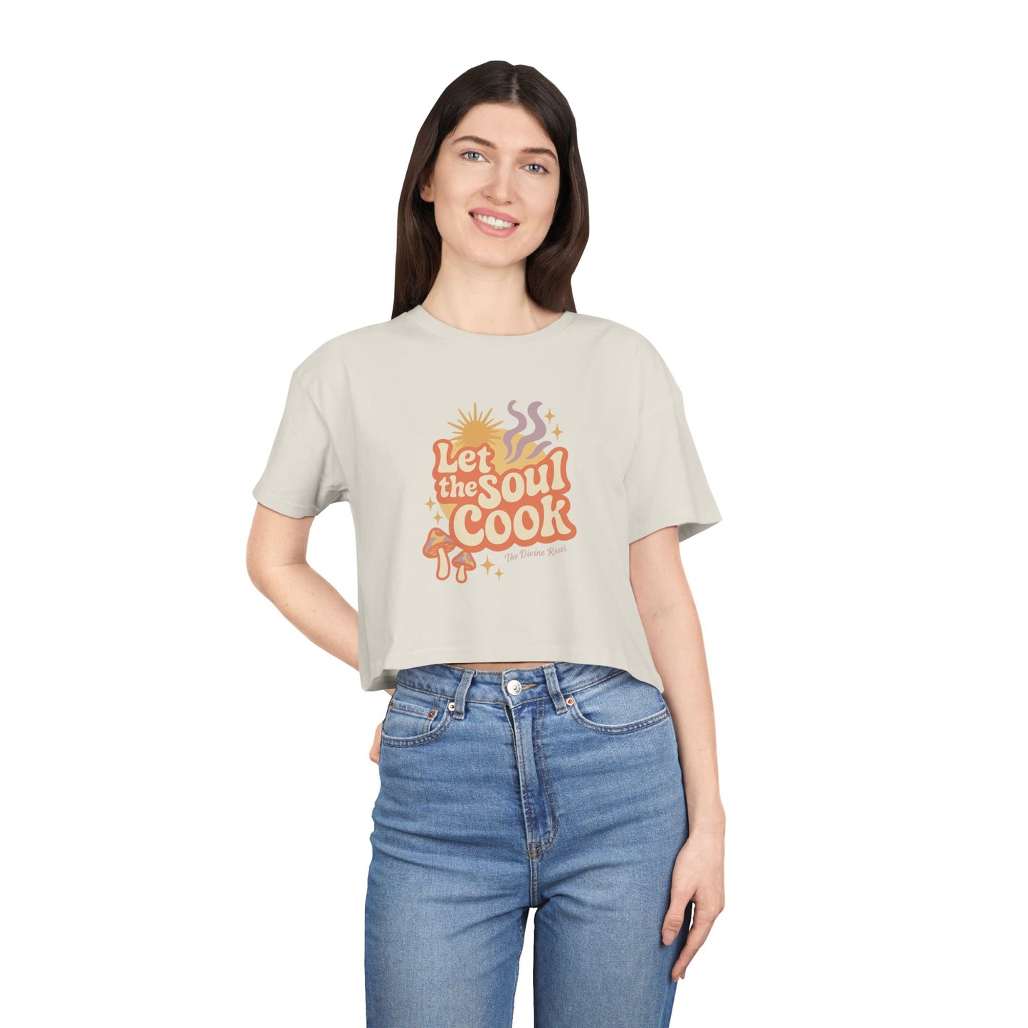 Soulful Cooking Women's Crop Tee, Inspirational Cooking Shirt, Stylish Foodie Top, Gift for Home Chefs, Summer Fashion T-Shirt