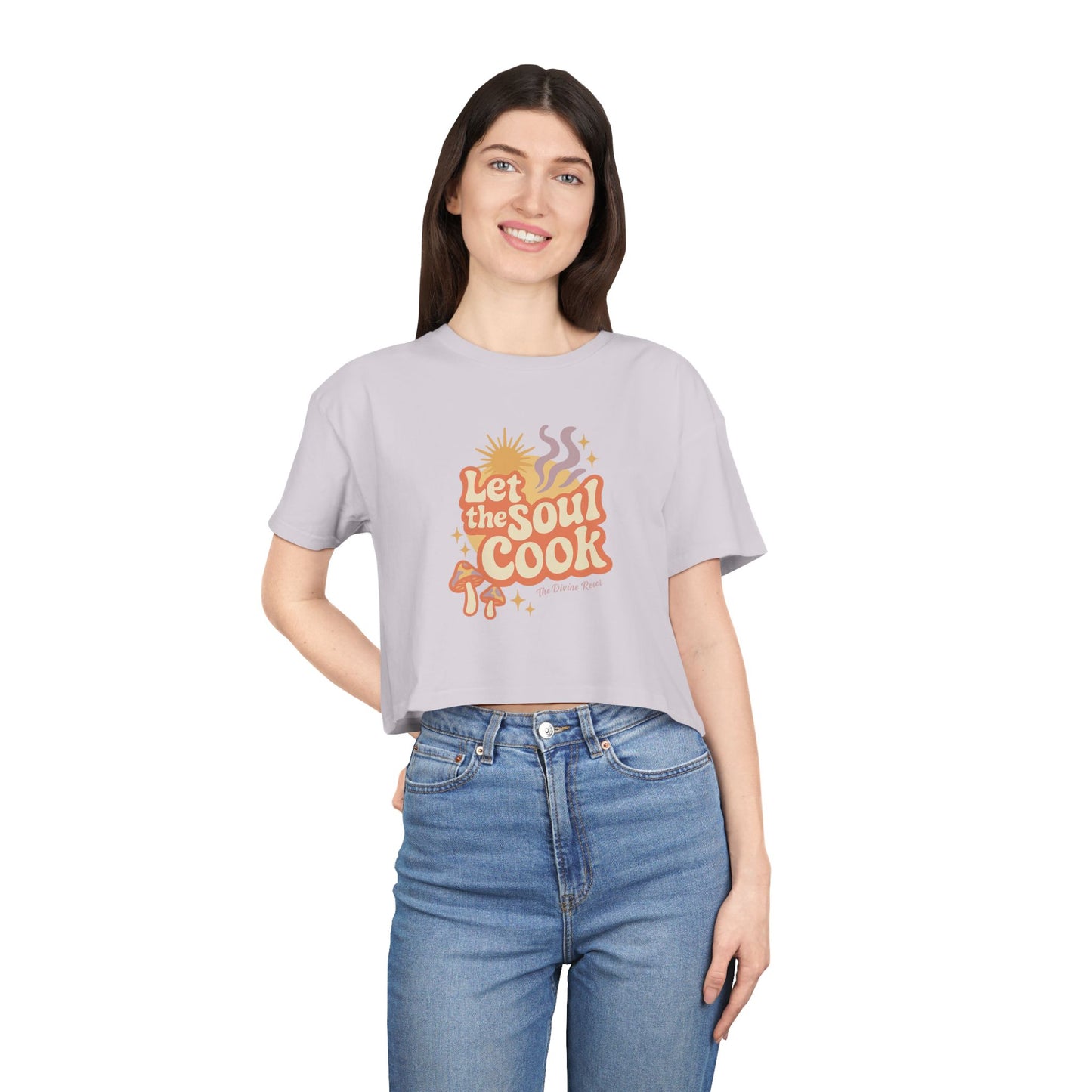 Soulful Cooking Women's Crop Tee, Inspirational Cooking Shirt, Stylish Foodie Top, Gift for Home Chefs, Summer Fashion T-Shirt
