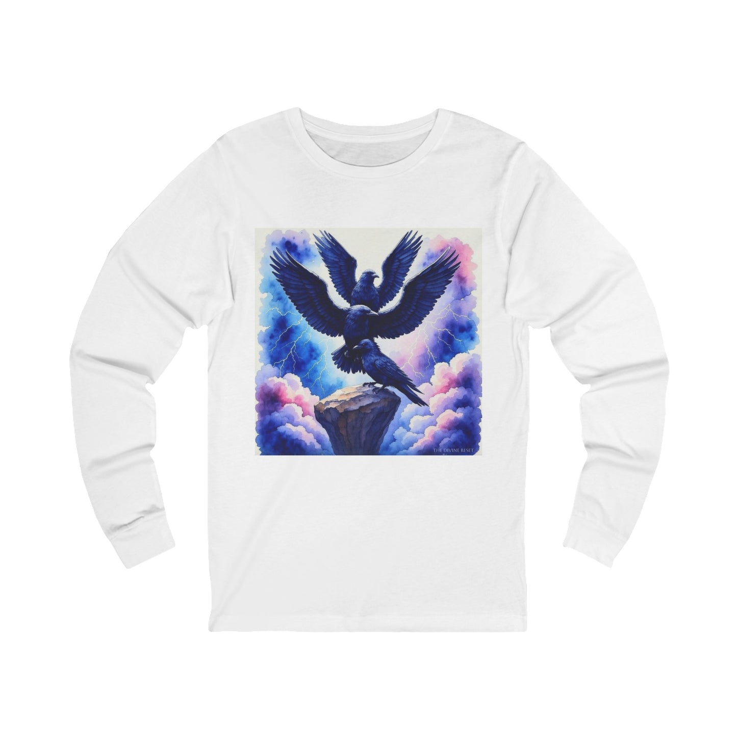 Majestic Raven Long Sleeve Tee, Unisex Tee, Gift for Bird Lovers, Raven Art Apparel, Casual Wear, Nature Inspired Clothing