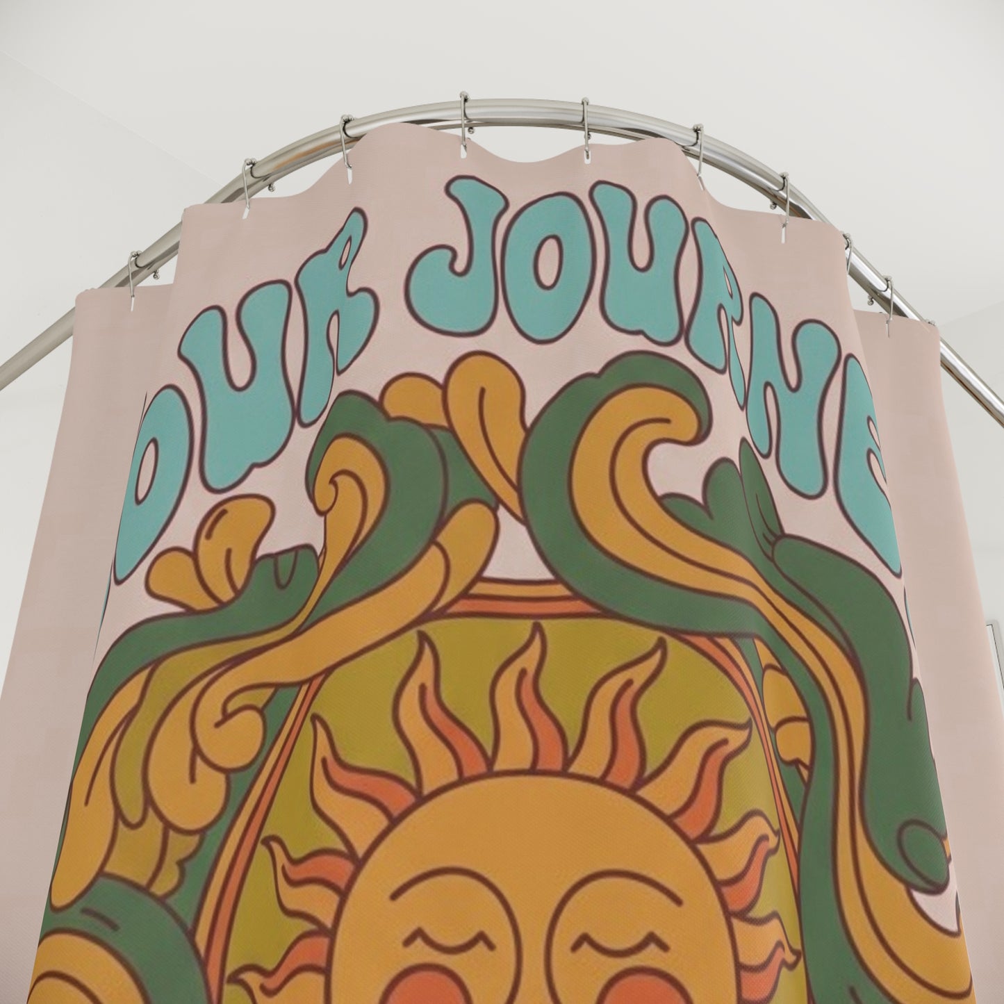 Bohemian Sun-Inspired Shower Curtain | Your Journey is Your Strength, Bathroom Decor, Spiritual Gift, Home Makeover, Unique Gift Idea