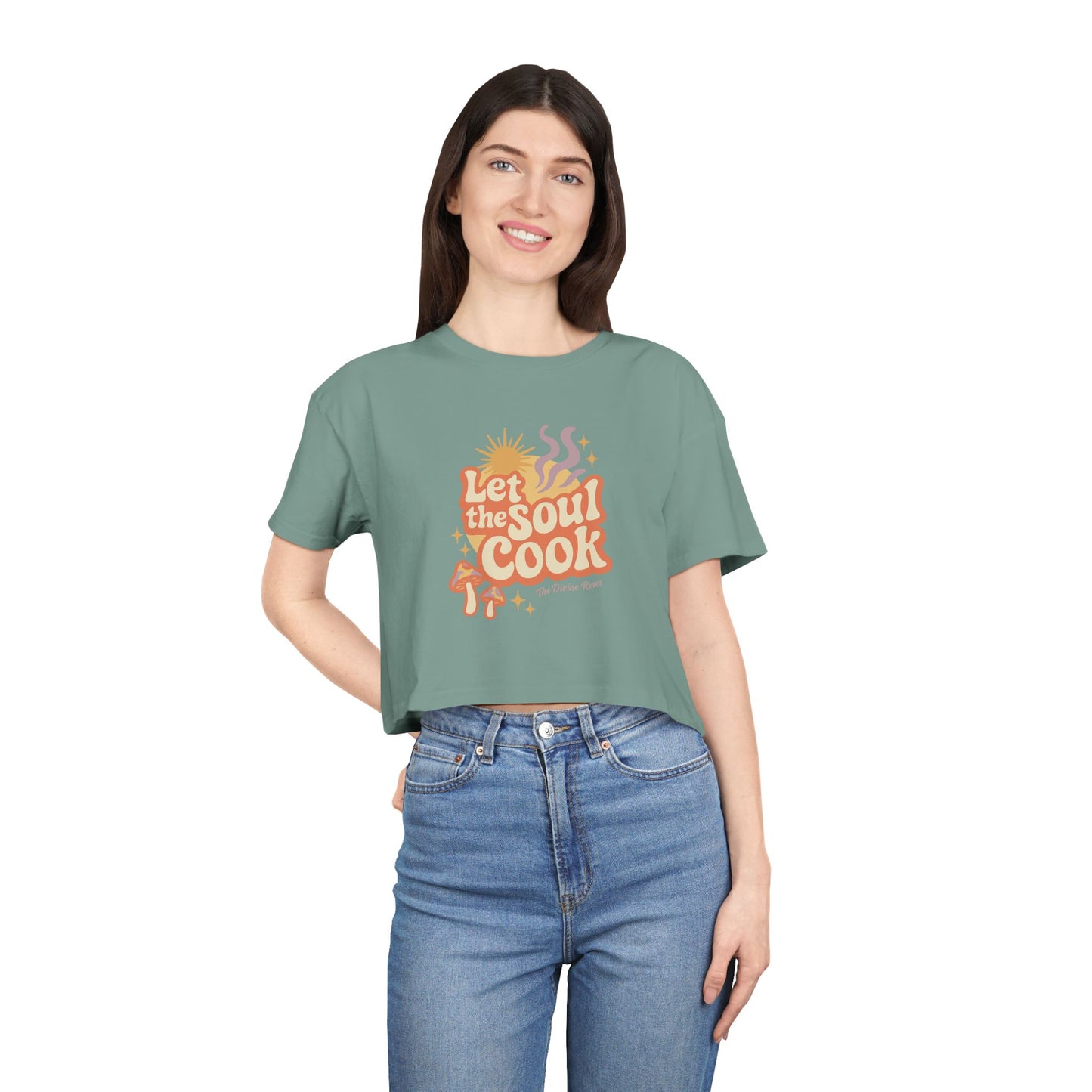 Soulful Cooking Women's Crop Tee, Inspirational Cooking Shirt, Stylish Foodie Top, Gift for Home Chefs, Summer Fashion T-Shirt
