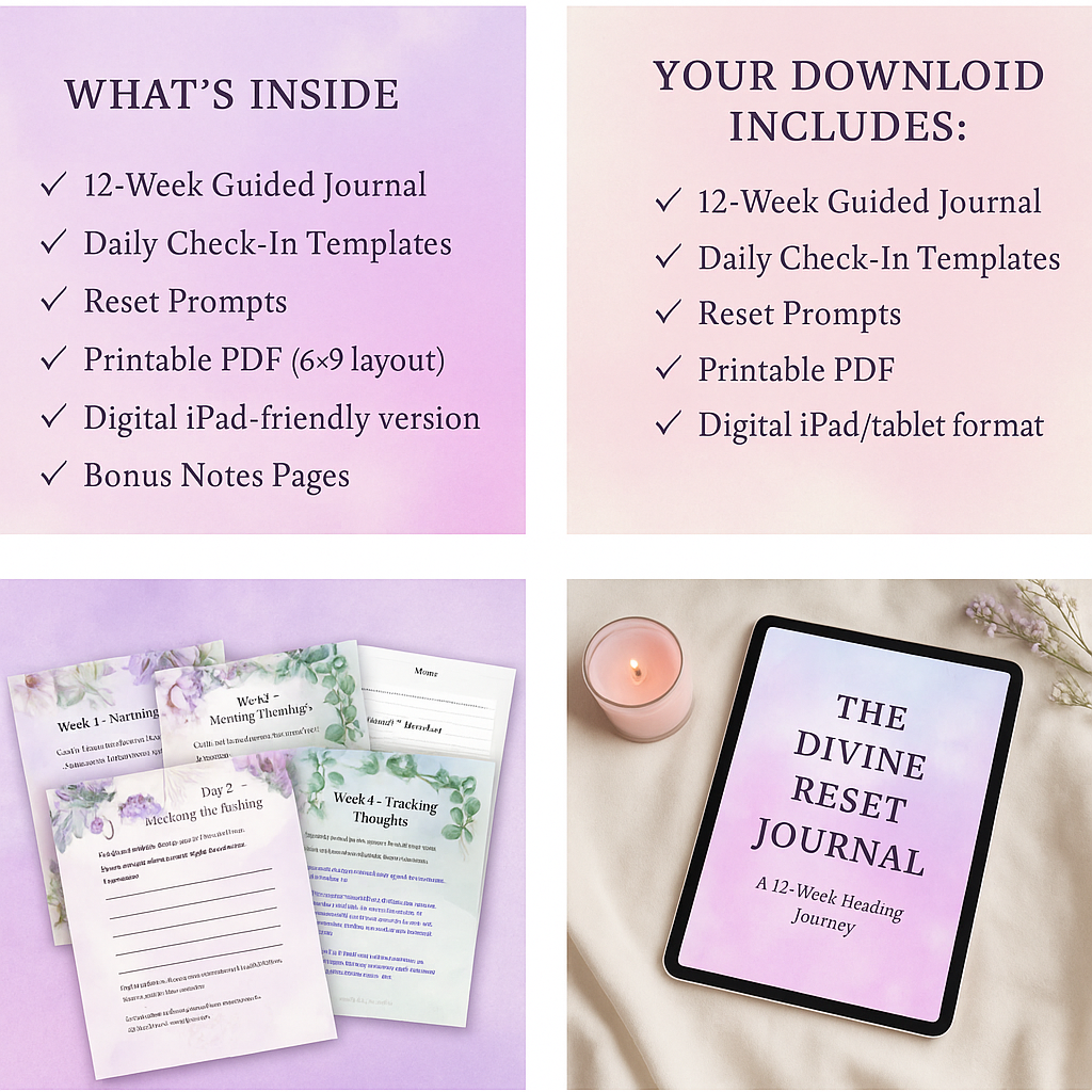 Divine Reset™ 12-Week Emotional Healing Journal – Spiritual Wellness & Daily Reflection