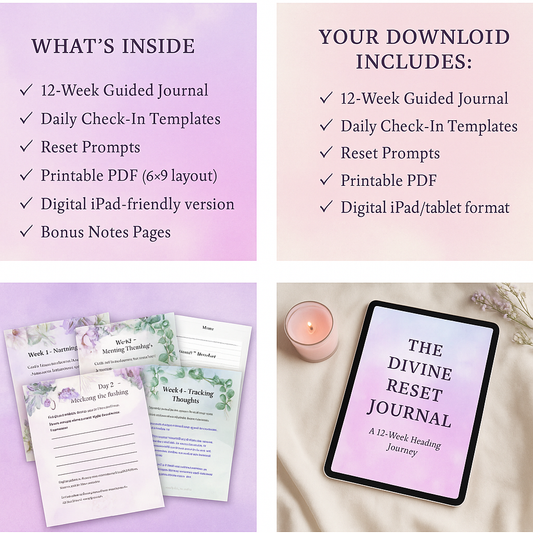 Divine Reset™ 12-Week Emotional Healing Journal – Spiritual Wellness & Daily Reflection