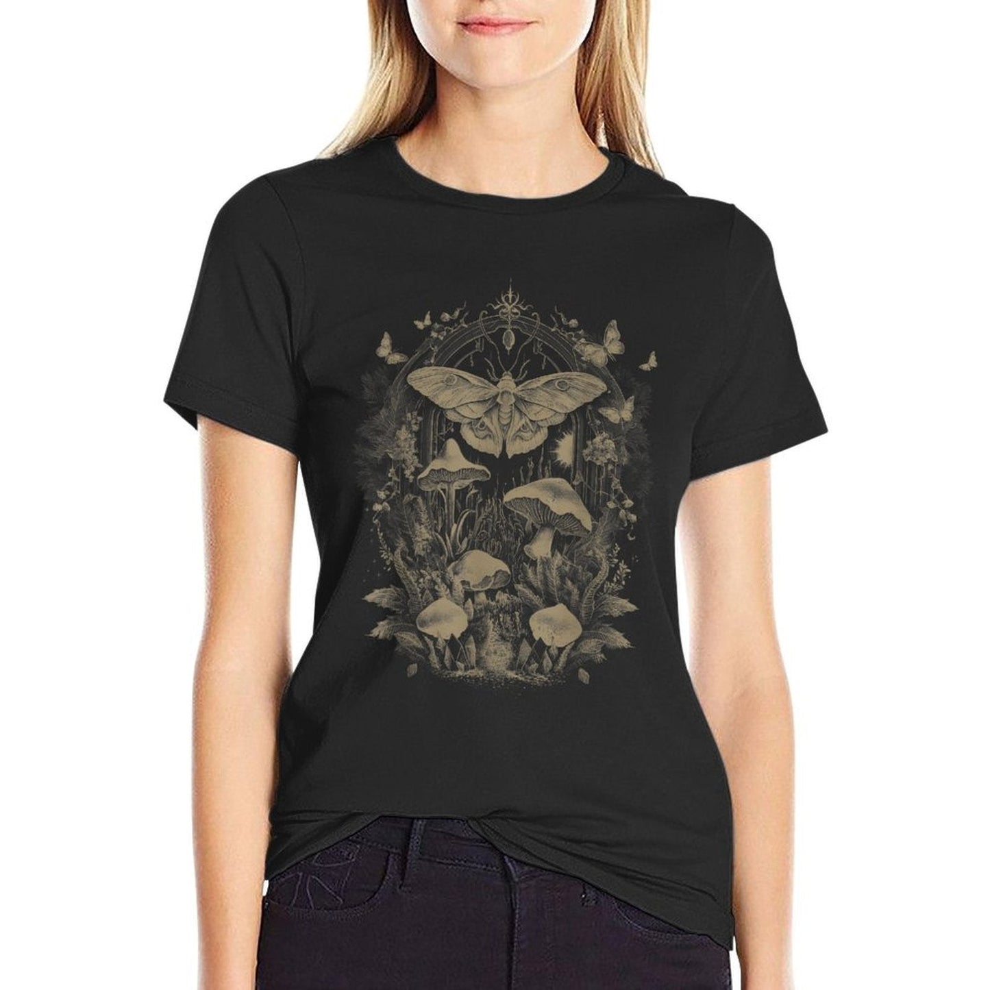 Butterfly Grunge Fairycore Therian Clothing Cute Moth Aesthetic Floral for Women & Girls, Unisex-Adults & Kids, Brown, S  Soft T-Shirt