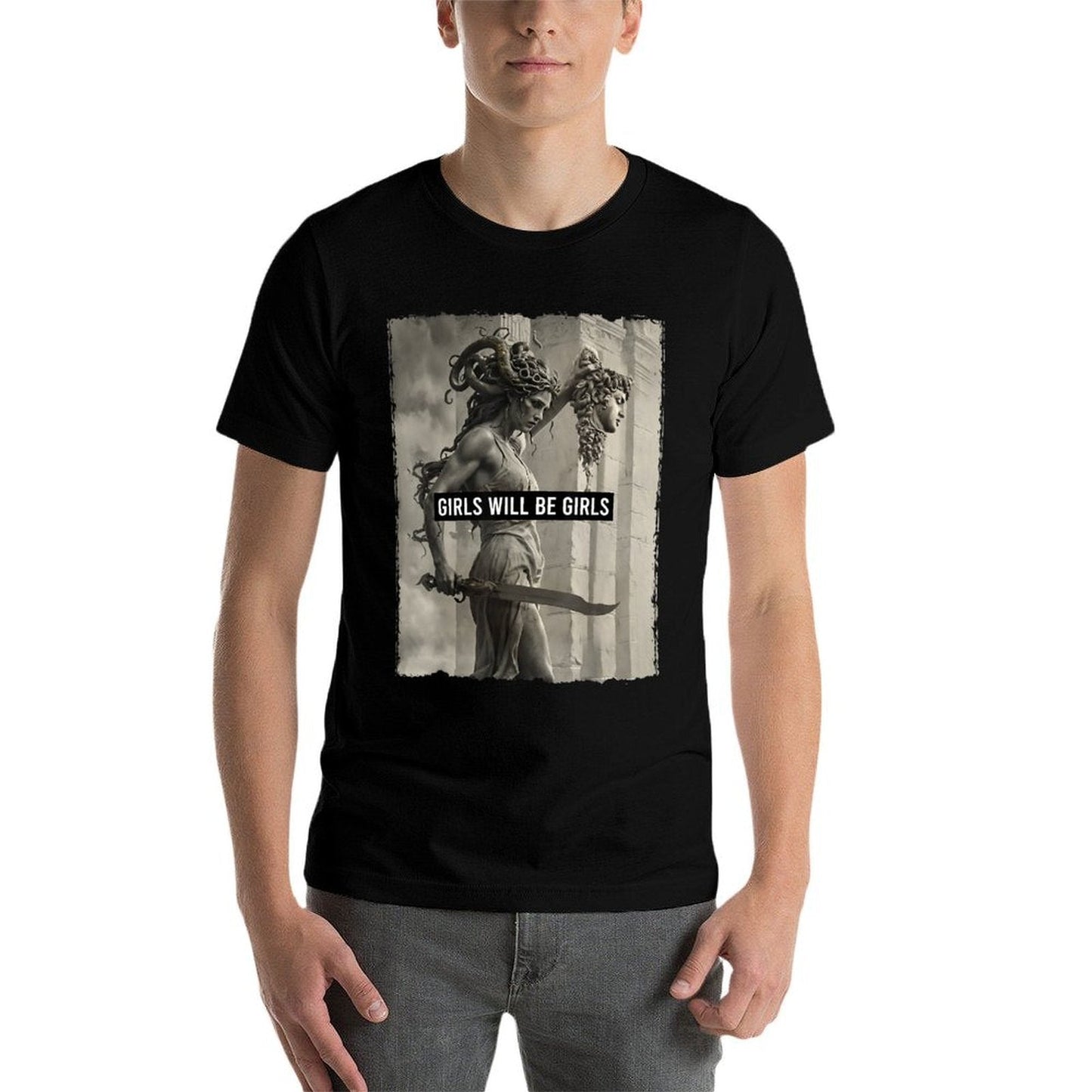 Girl Will Be Girls  Medusa Feminist Women  Stretchy T-Shirt
