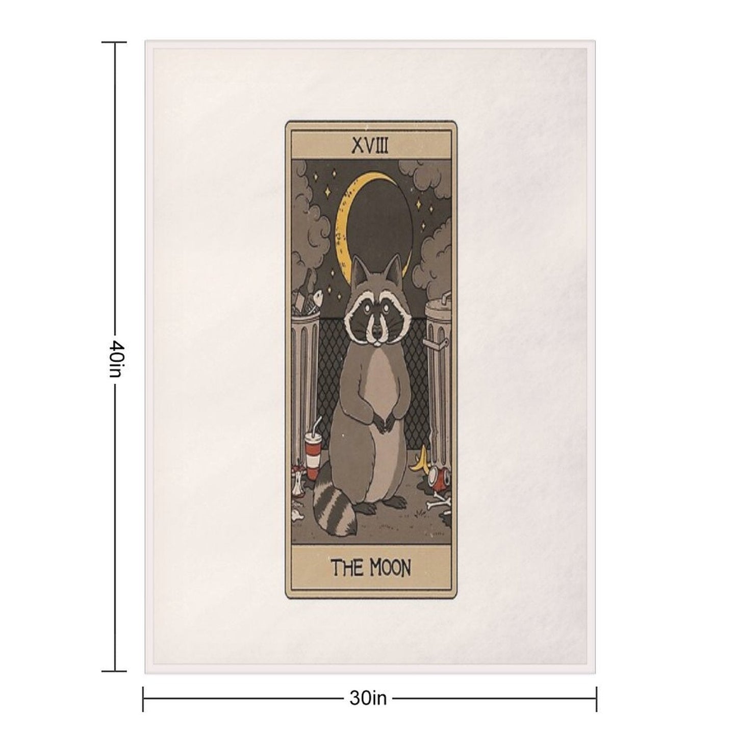 The Moon - Raccoons Tarot Throw Blanket